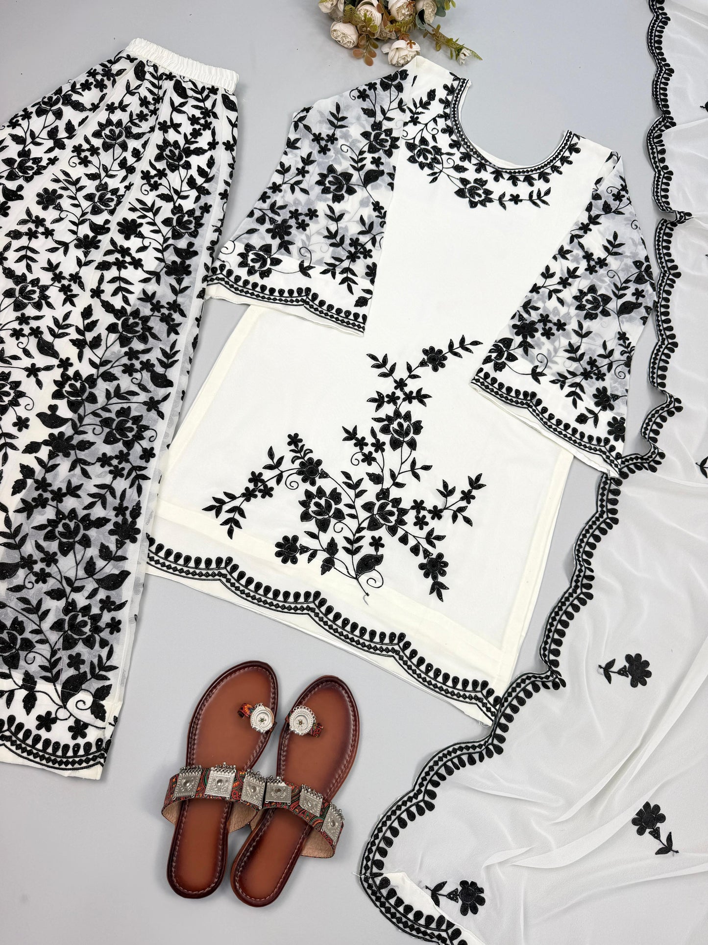 Designer Embroidered Sharara Set