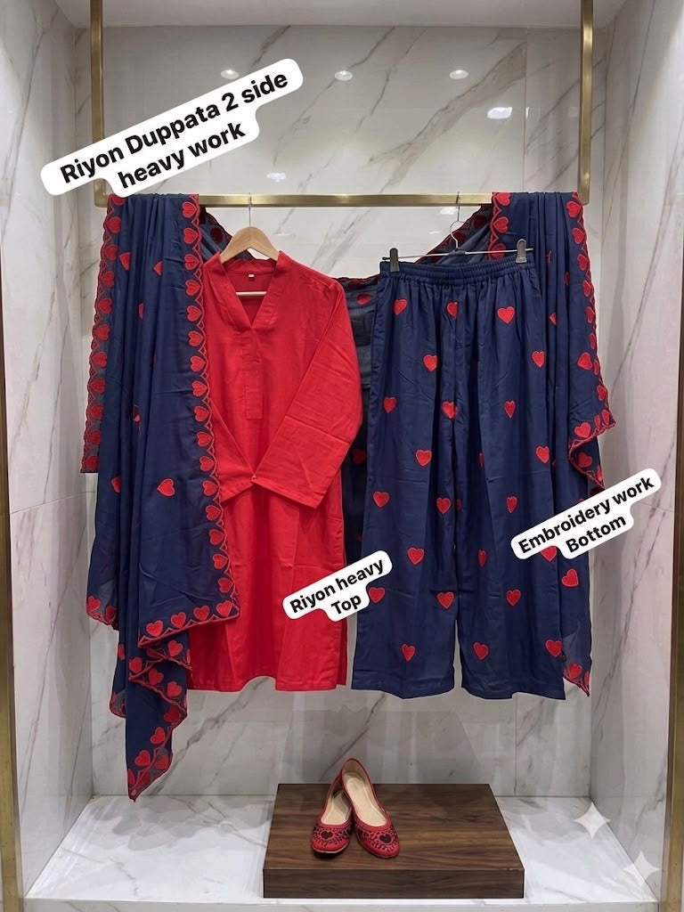 Rayon heart prints Coord set