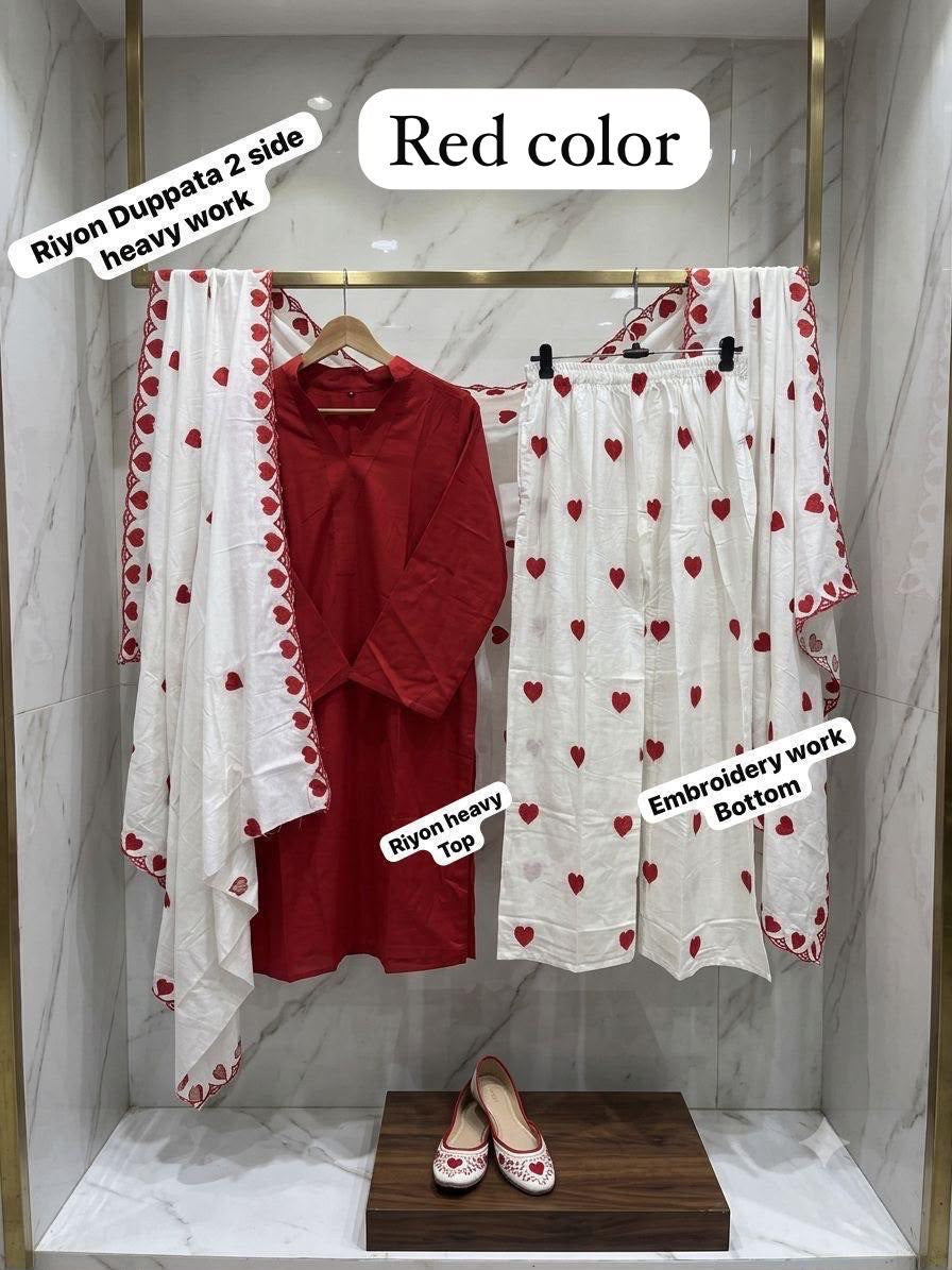 Rayon heart prints Coord set