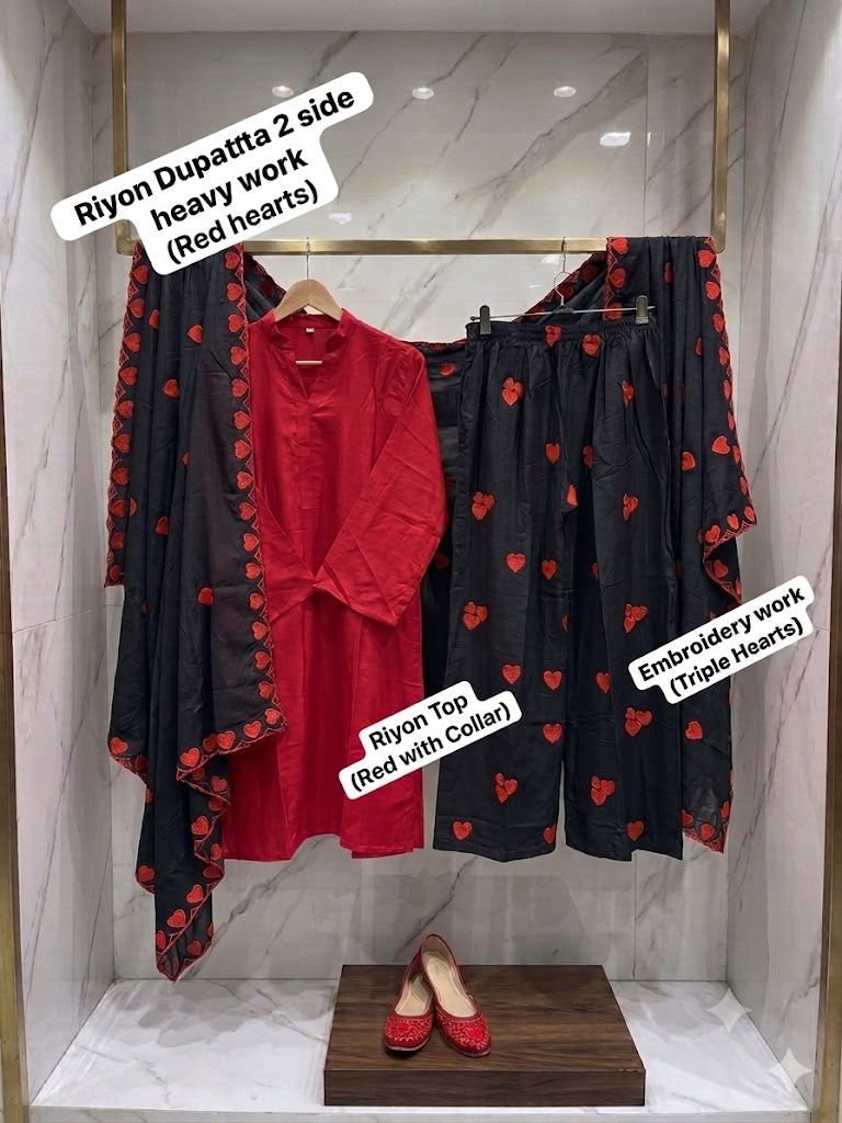 Rayon heart prints Coord set