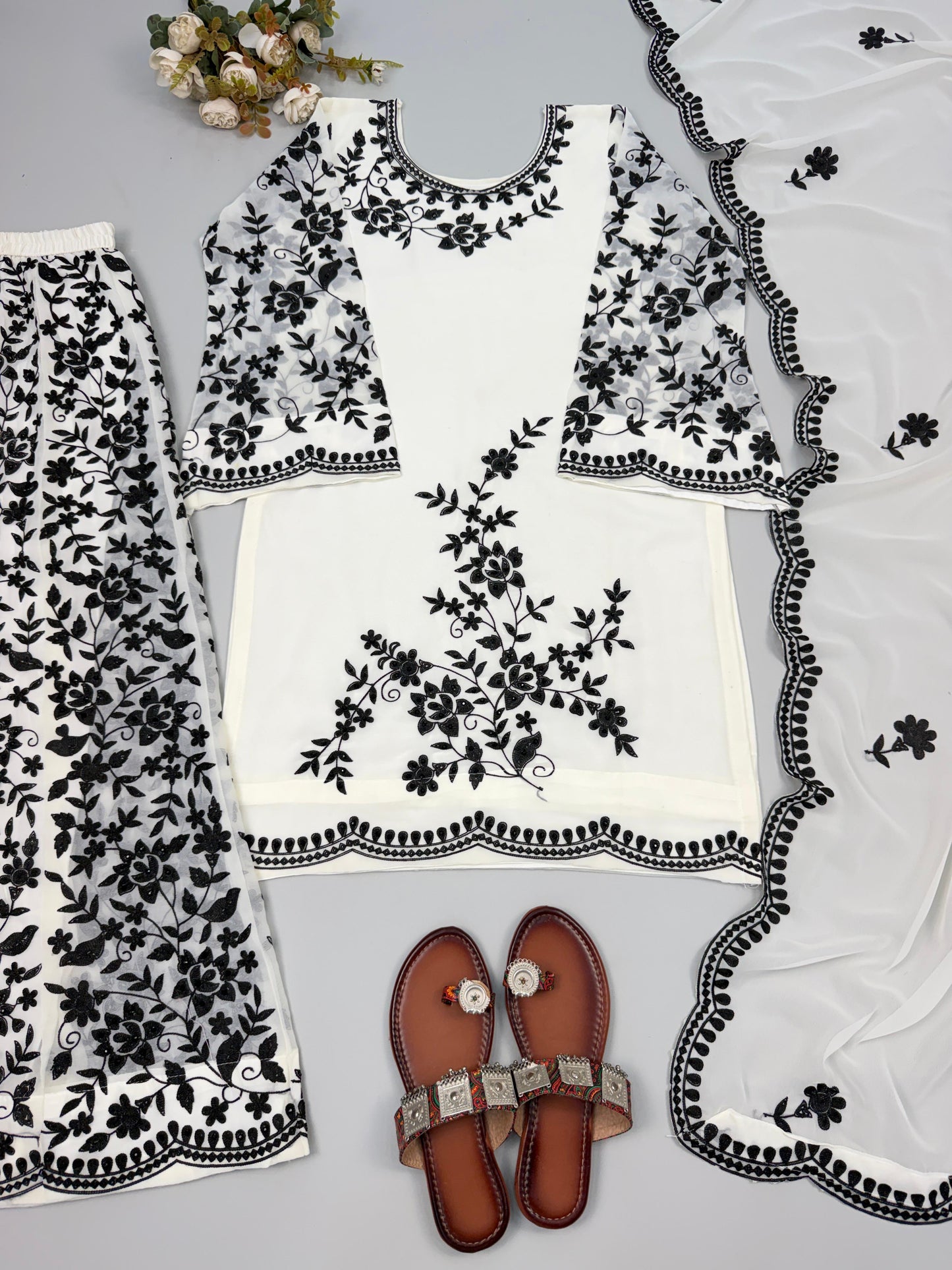 Designer Embroidered Sharara Set