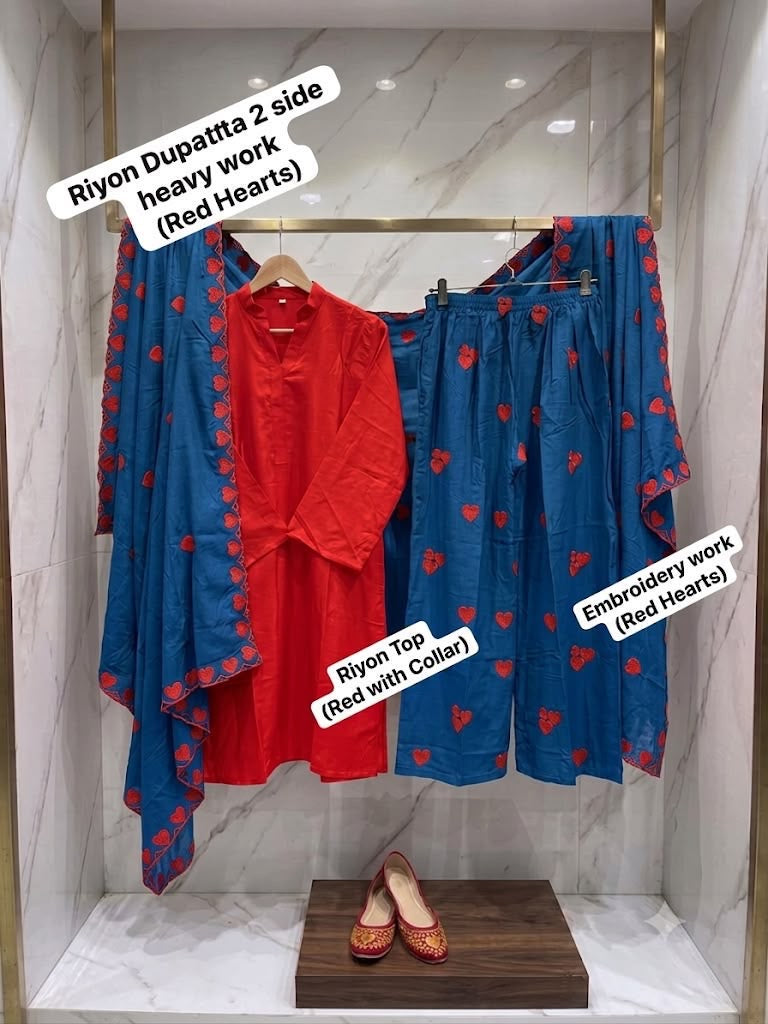 Rayon heart prints Coord set