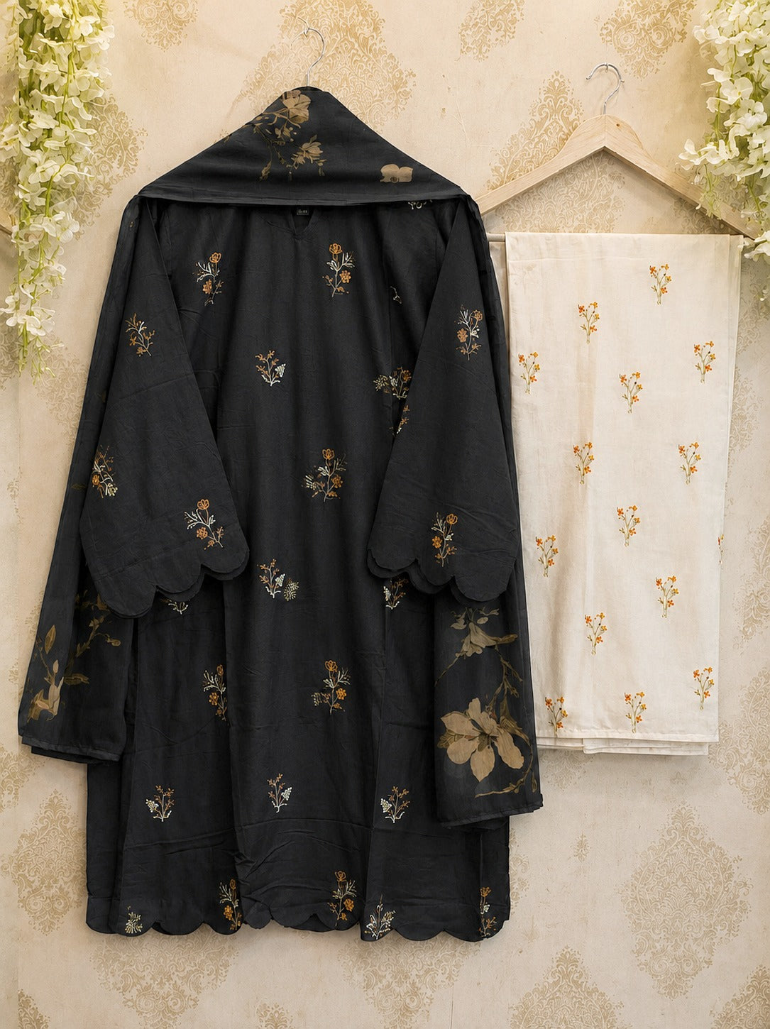 Heavy Embroidered Rayon Kurti Set with Palazzo & Dupatta