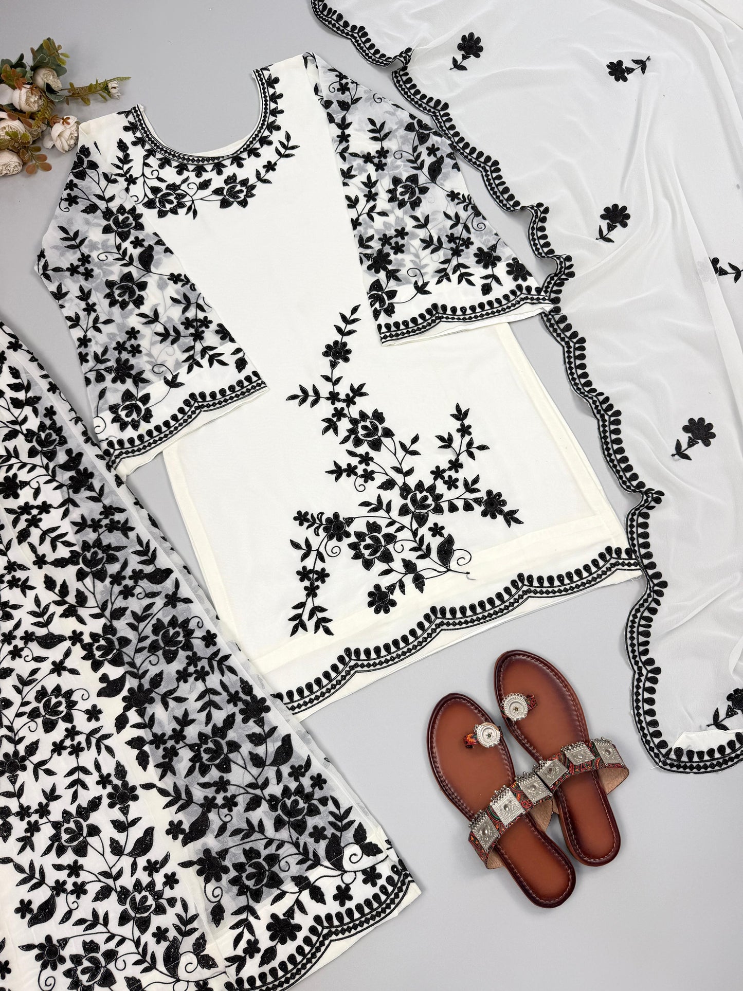 Designer Embroidered Sharara Set