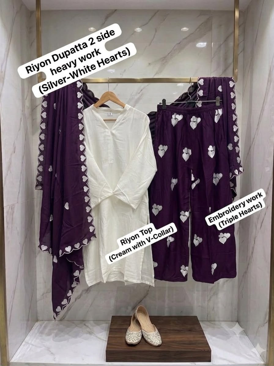 Rayon heart prints Coord set
